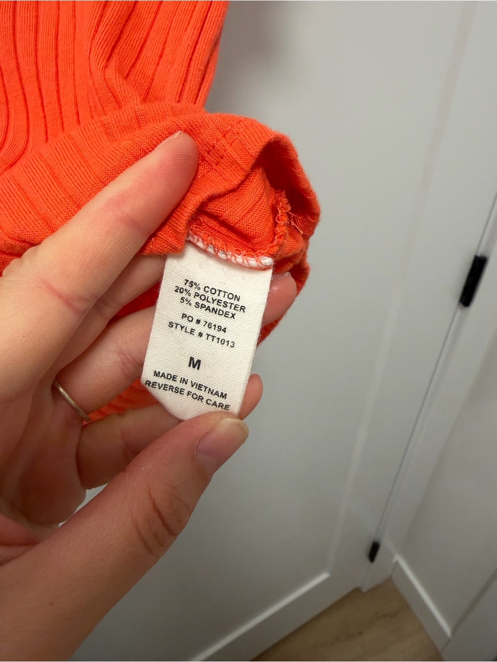 Timing Orange Ribbed Button-Front Short Sleeve Top - Picture 4 of 4